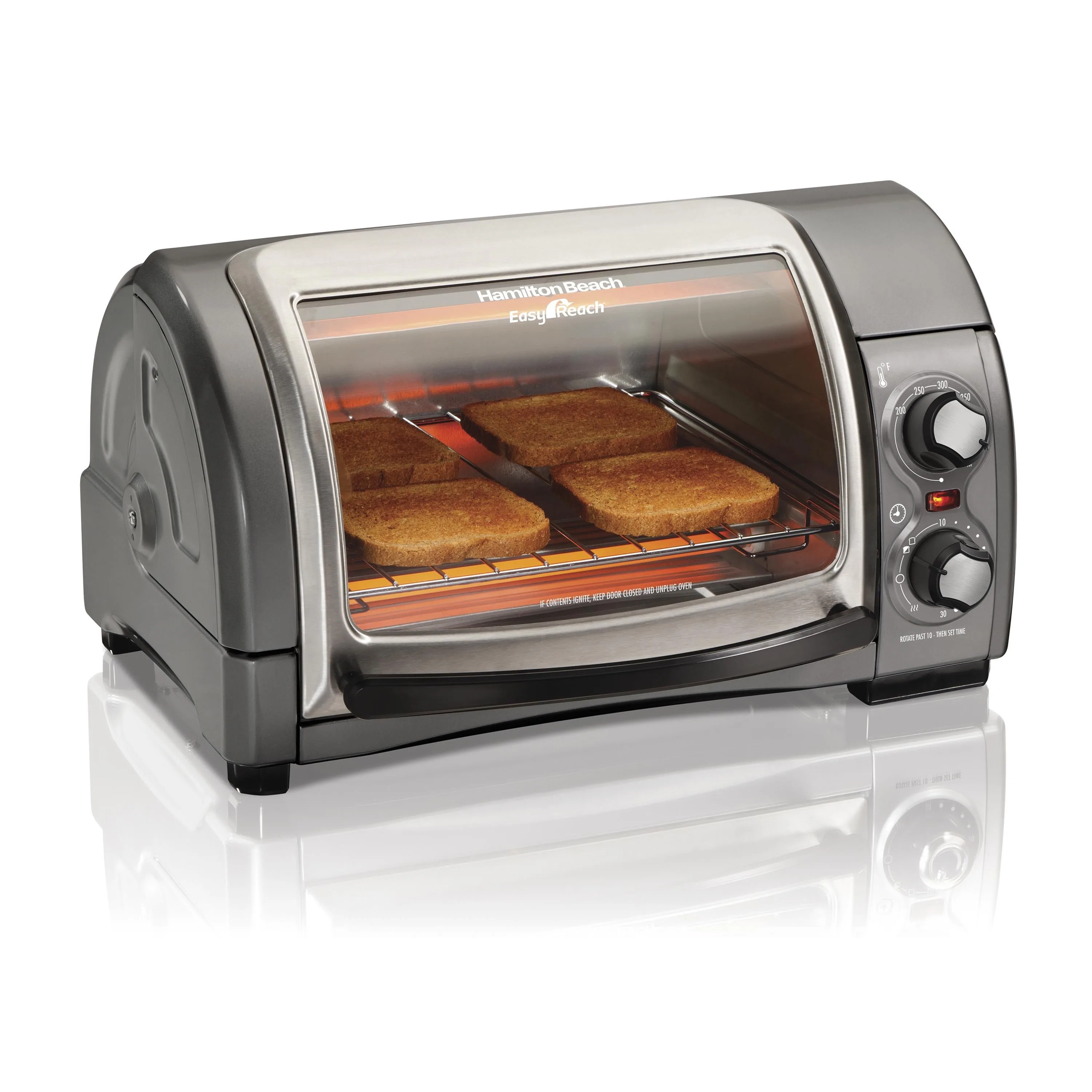 Hamilton Beach® 4 Slice Easy Reach Toaster Oven w/Roll Top Door