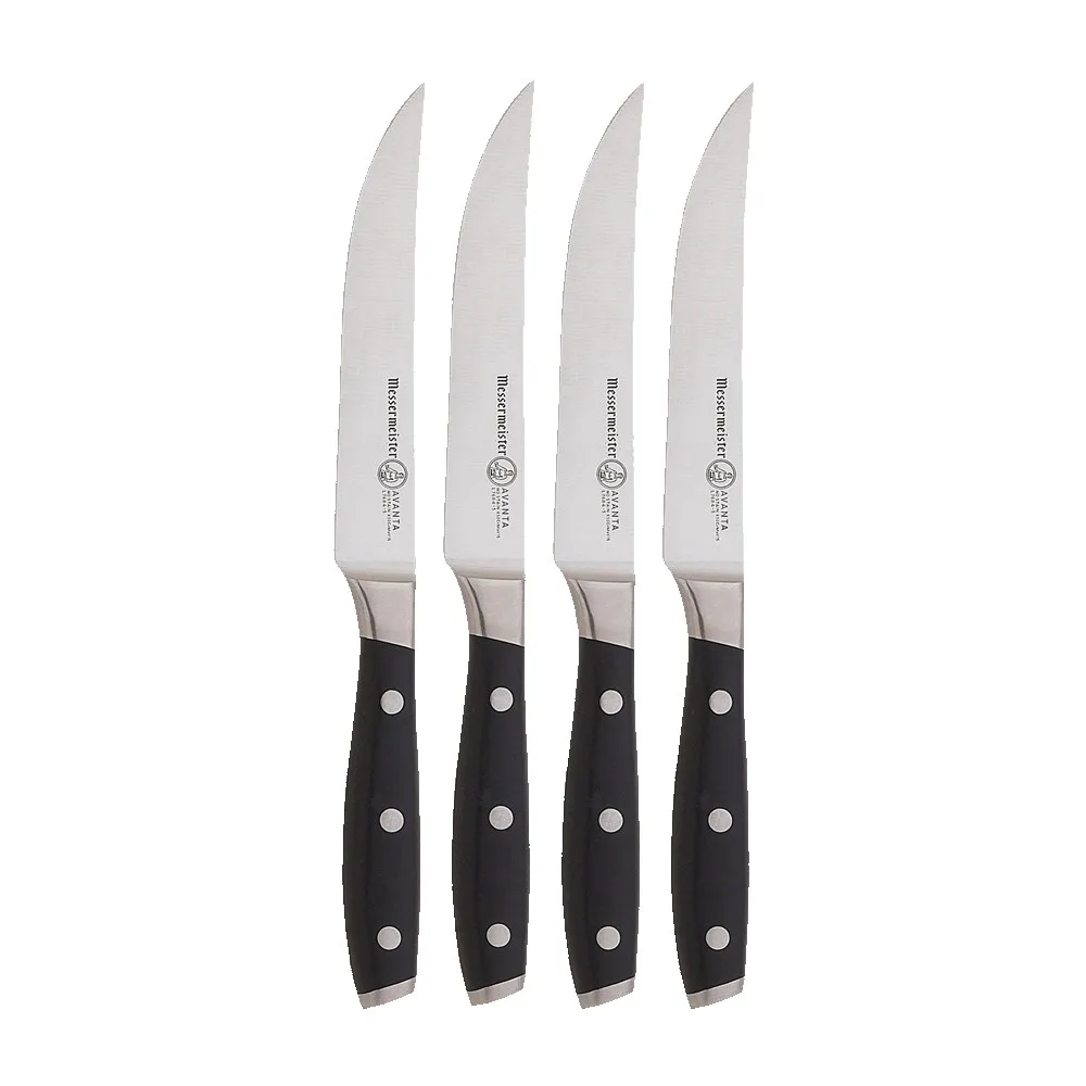 Messermeister Avanta Black POM 4-Piece Fine Edge Steak Knife Set