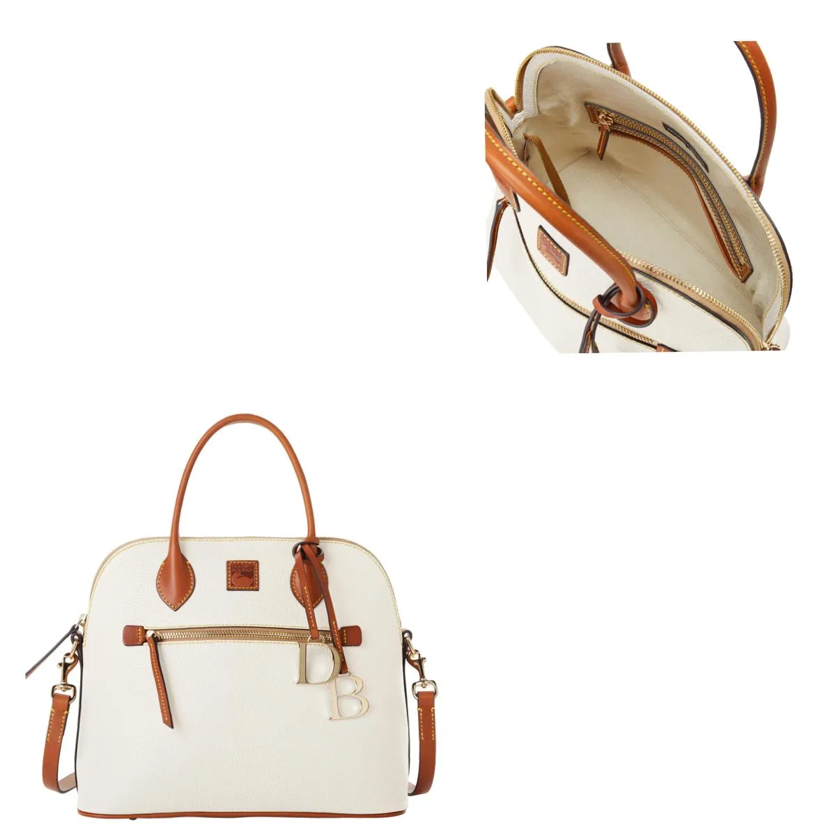 Dooney & Bourke White Pebble Grain Large Domed Satchel
