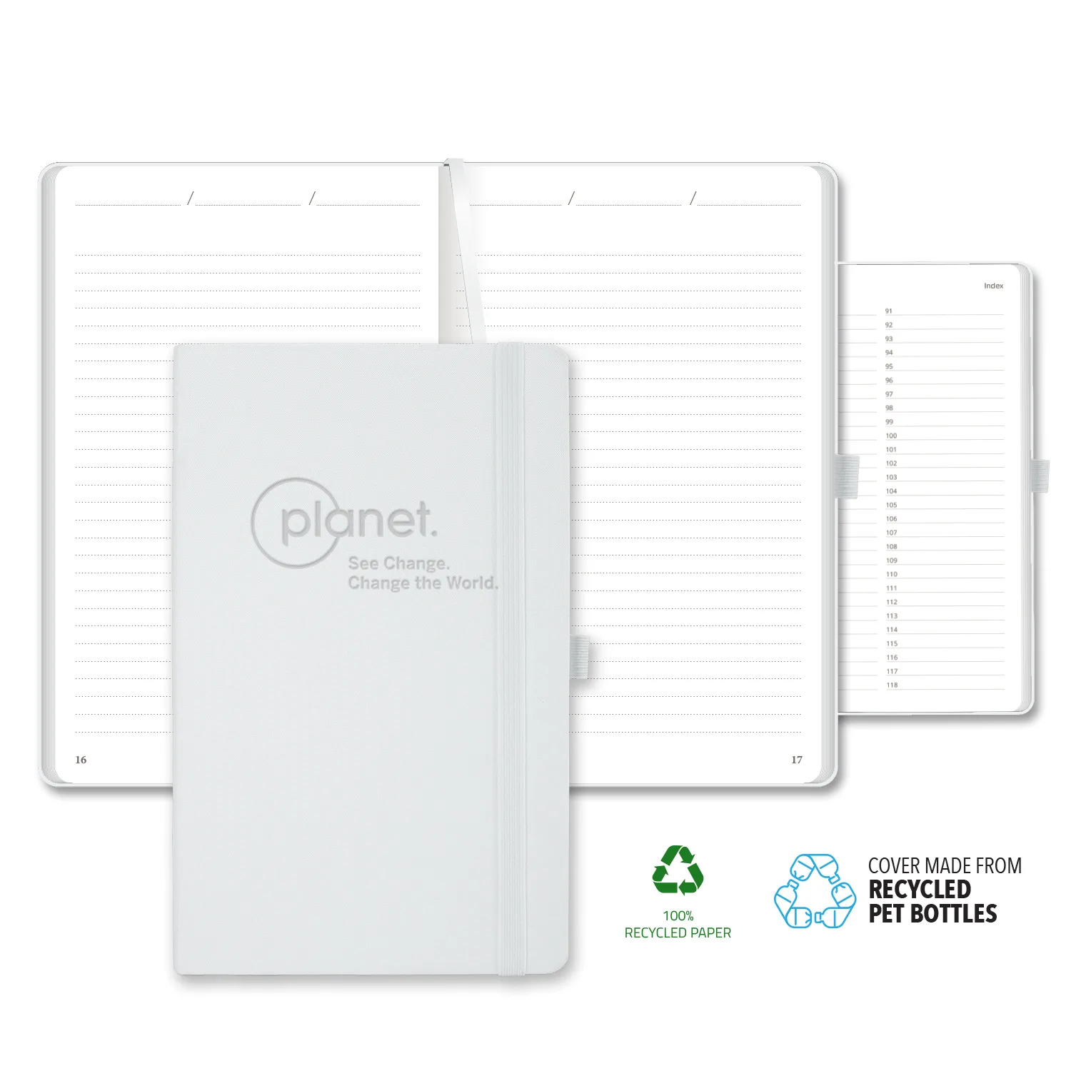 Castelli Oceano ECO rPET Medio Lined Recycled White Page Journal view 4