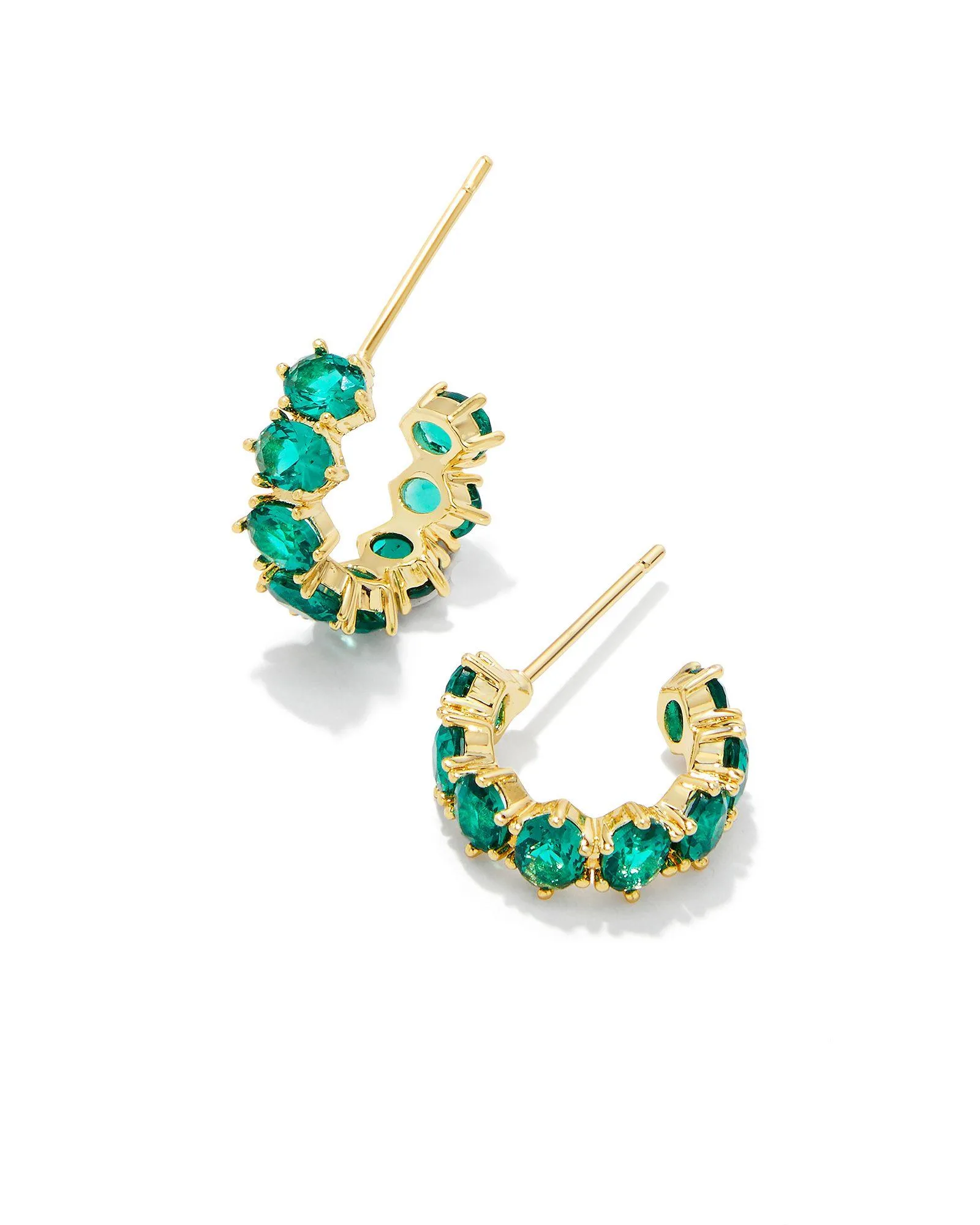 Kendra Scott Cailin Crystal Huggie Earrings - Gold Green