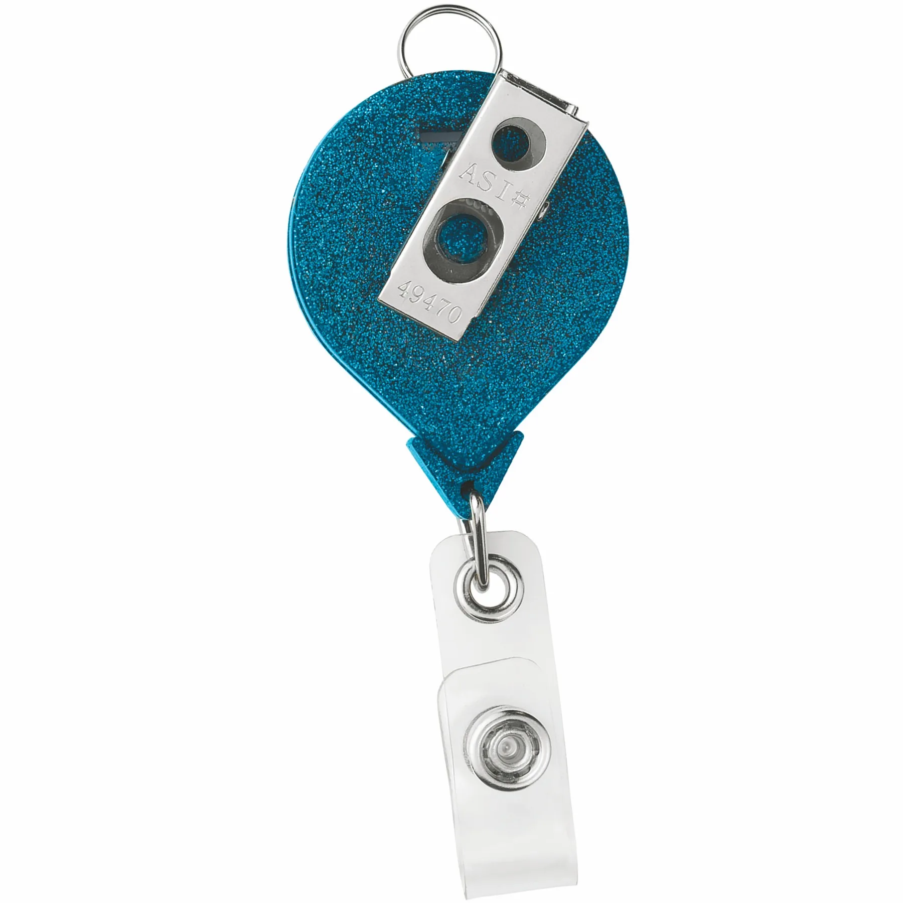 JUMBO Round Glitter Retractable Badge Reel w/lanyard attachment view 3