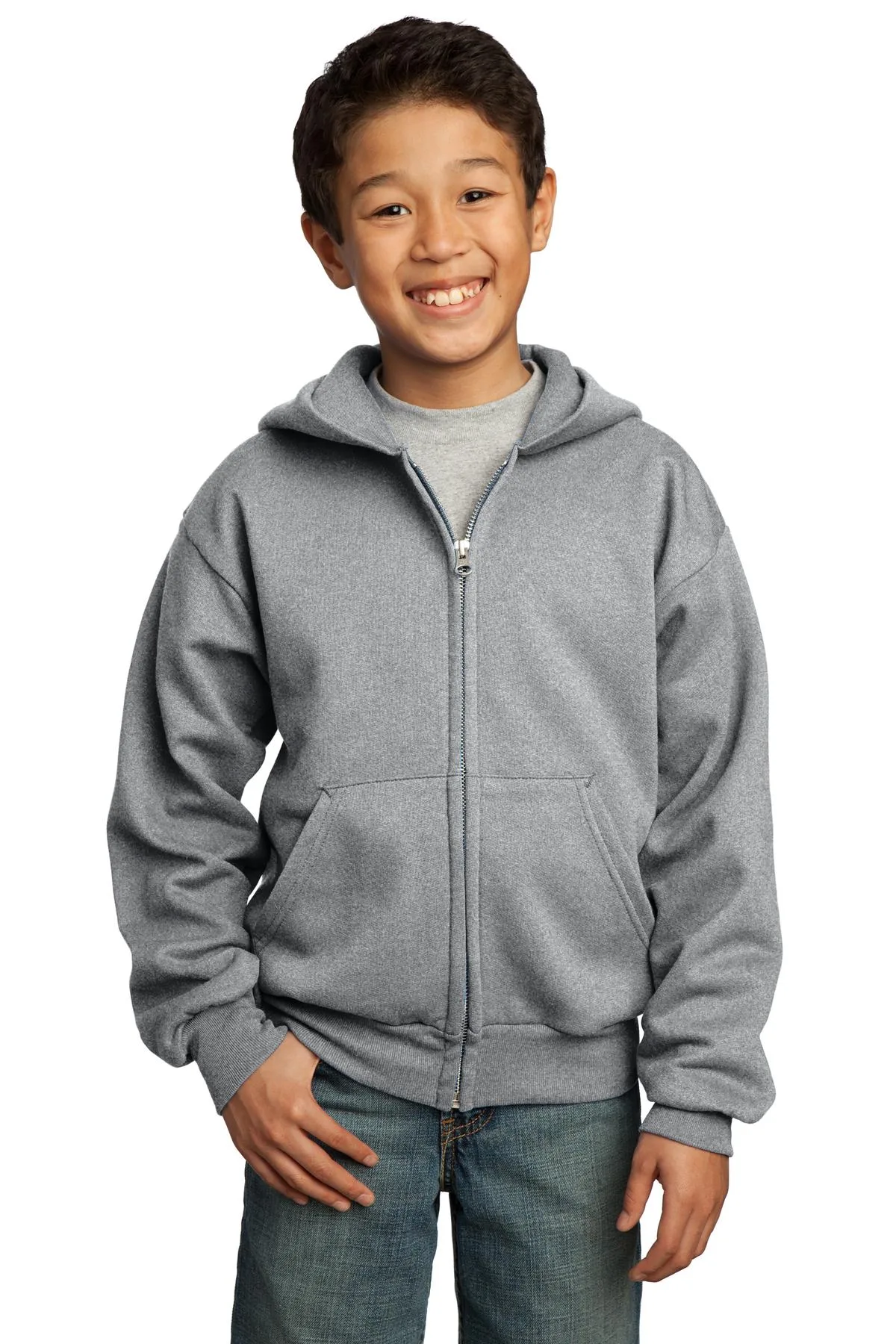 Port & Co™ Youth Core Fleece Full-Zip Hooded Sweatshirt.
