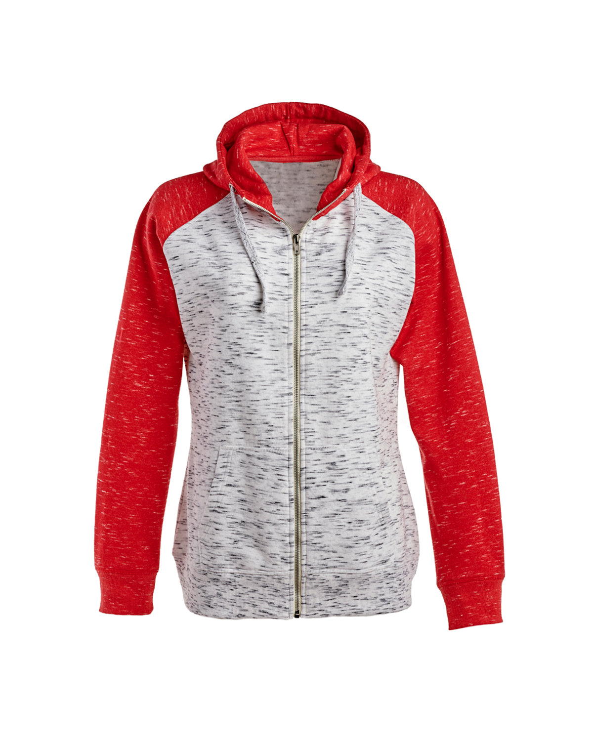 J AMERICA Ladies' Mélange Fleece Two-Tone Full-Zip Hooded Sweatshirt