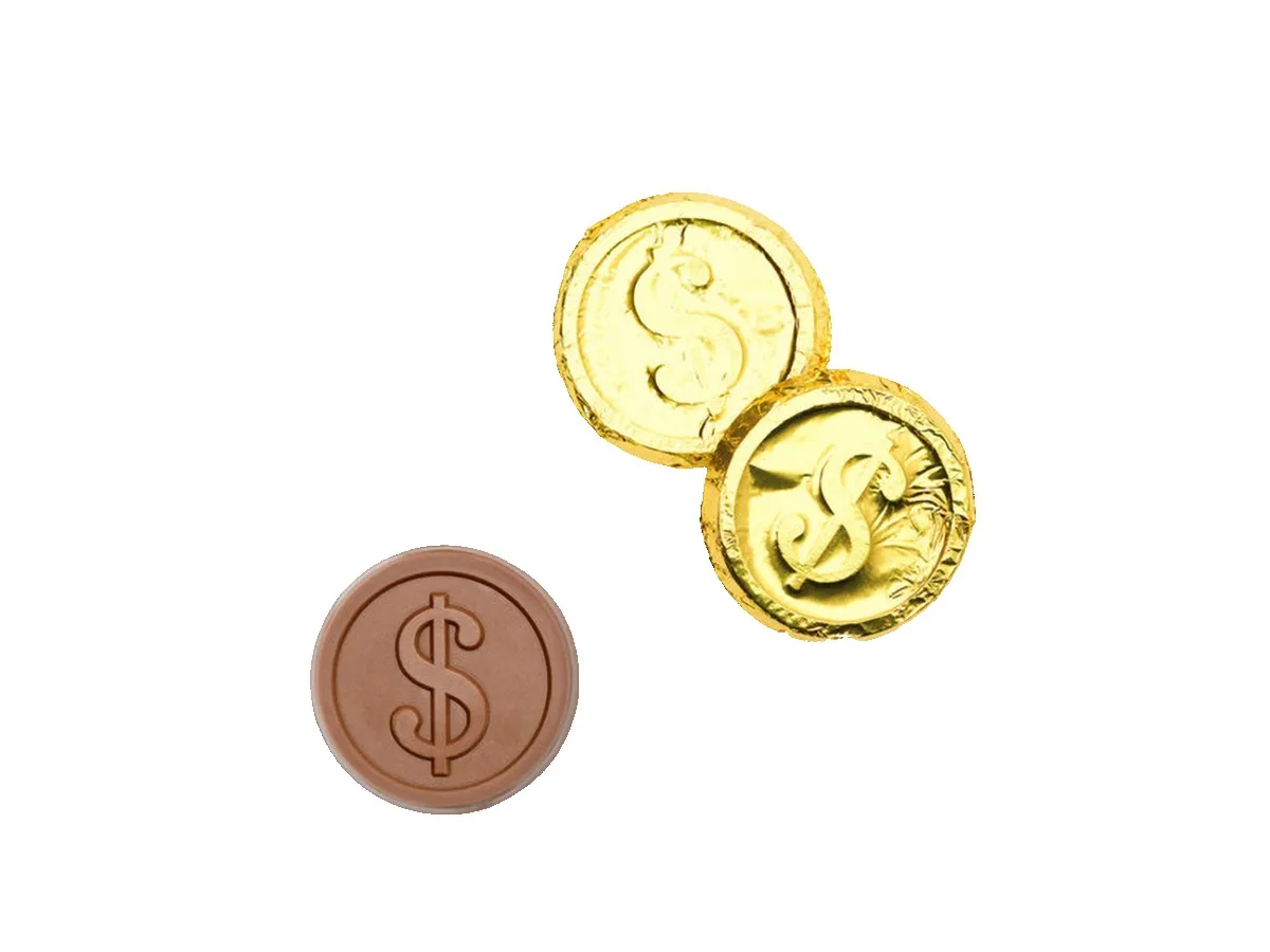 Dollar Sign Premium Gold Foil-wrapped Milk Chocolate Coin
