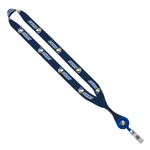 3/4" rPET Dye-Sublimated Lanyard with Metal Crimp And Badge Reel view 5