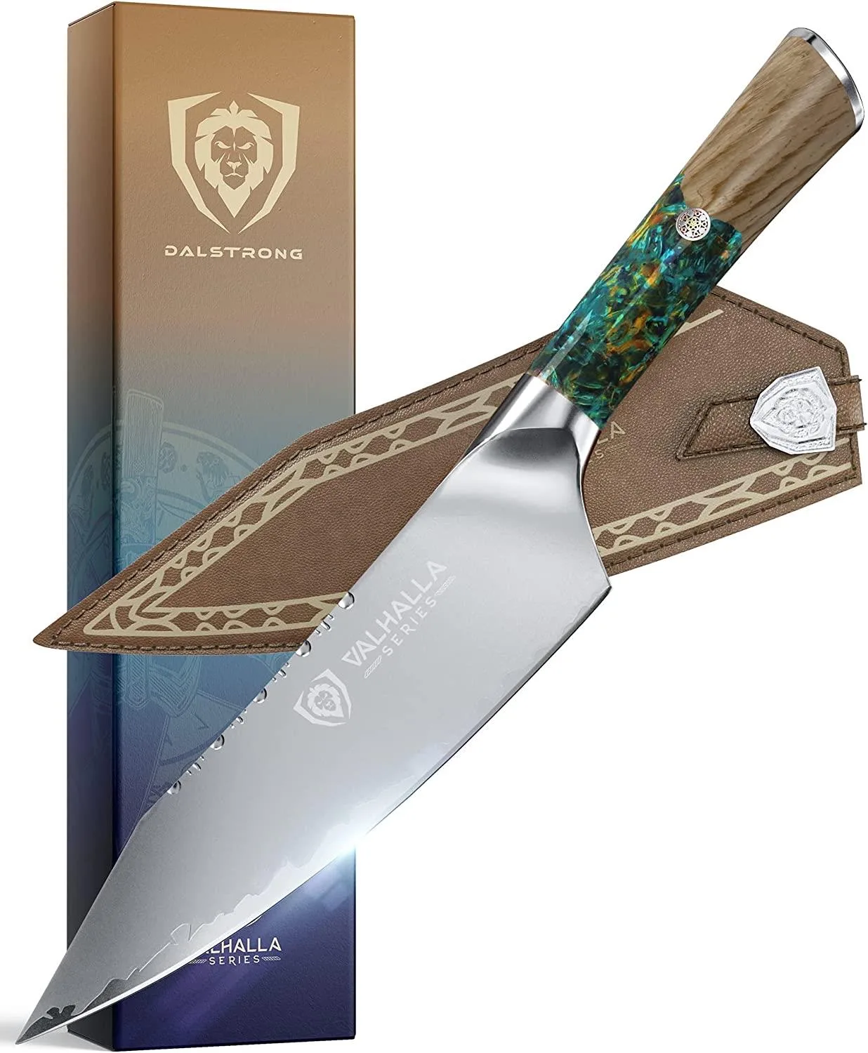 Dalstrong 8" Chef Knife - Valhalla Series - High Carbon Steel - Resin Handle - Leather Sheath