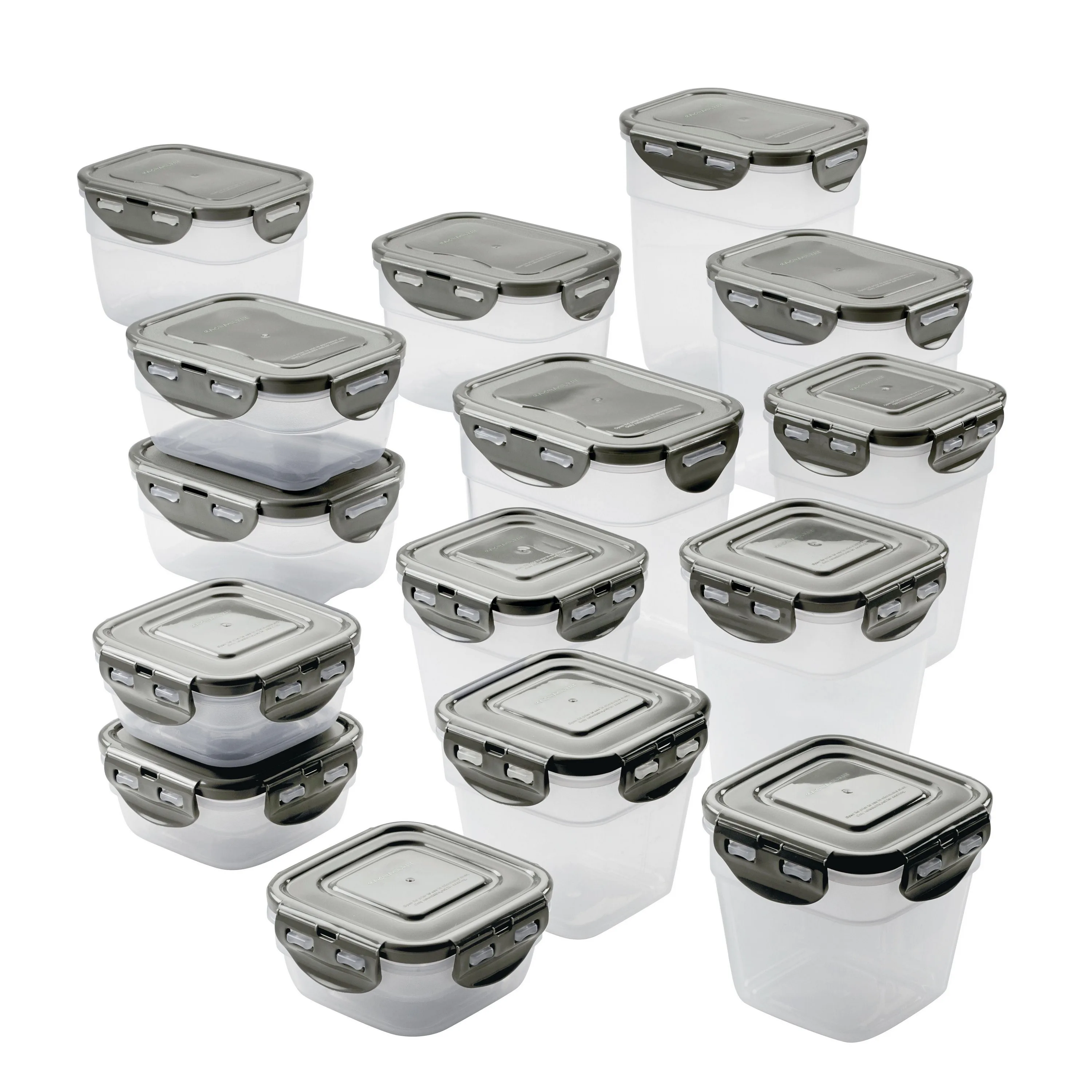 Rachael Ray 30Pc Leakproof Stacking Container Food Storage Set Gray
