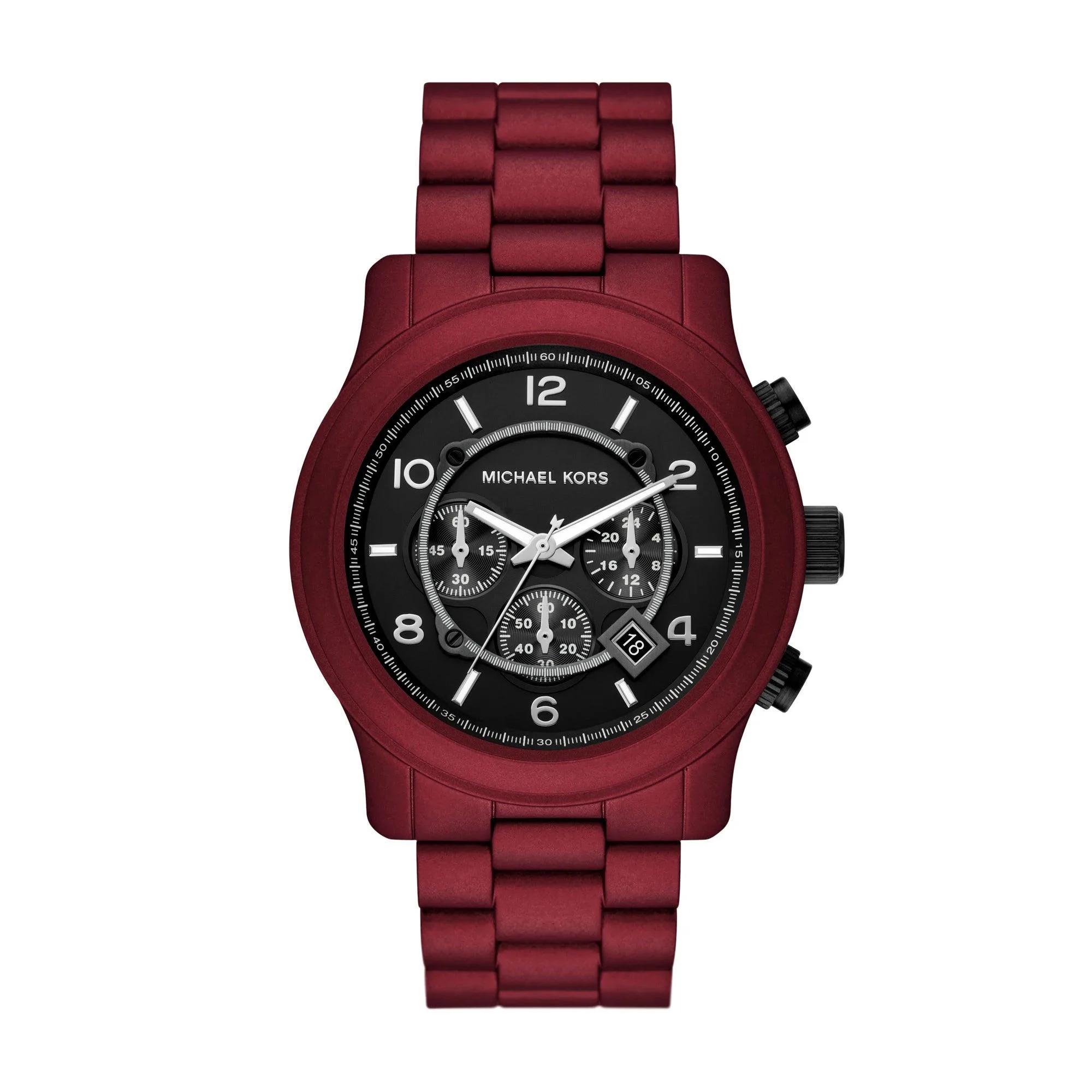 Michael Kors Men's Runway Chronograph Red Stainless Steel Watch Black Dial