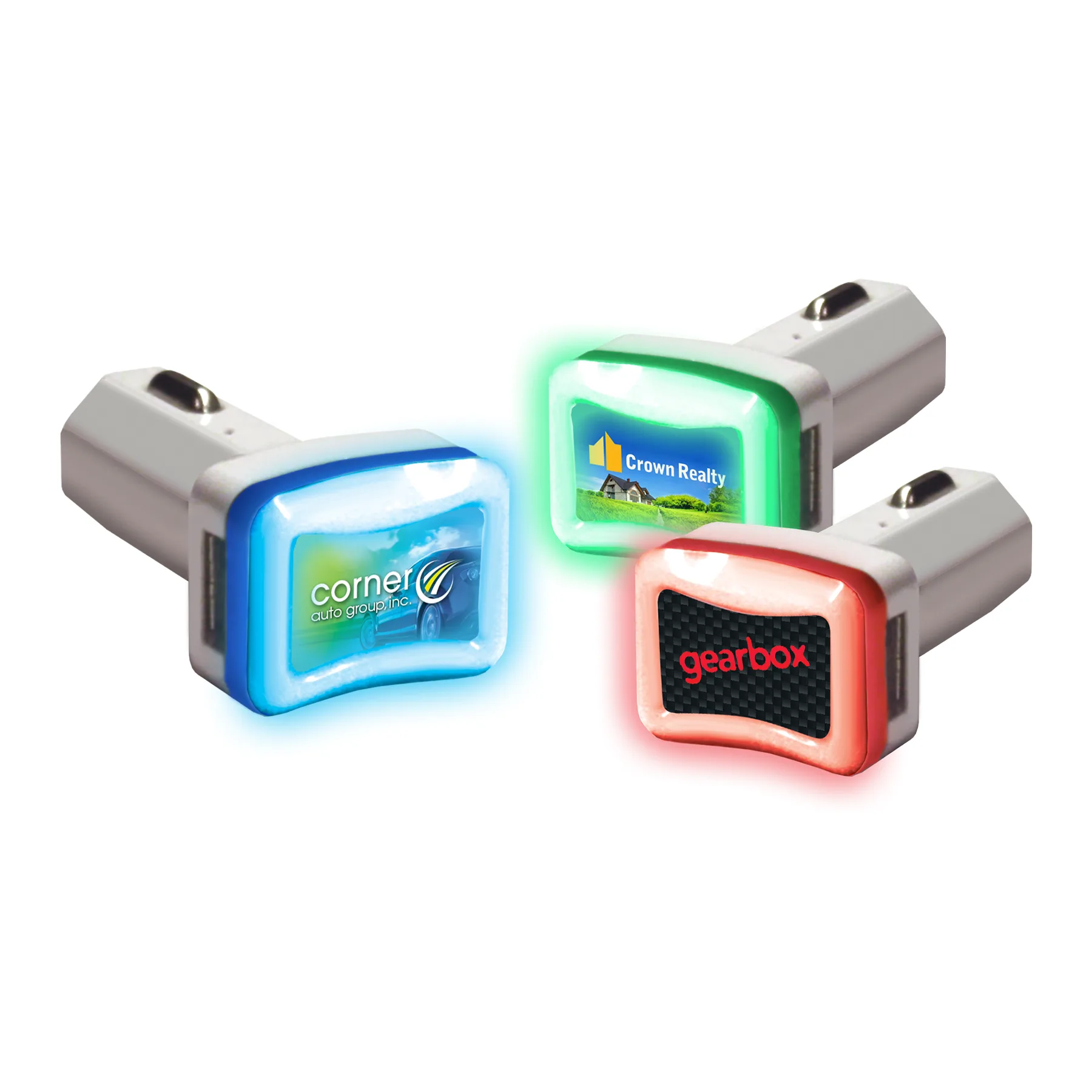 Light-Up Dual USB Charger - Full Color — Red