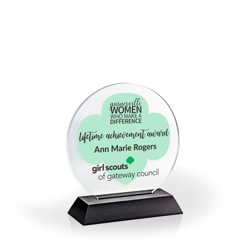 Circle of Excellence Award with Black Wood Base, Medium - UV Print