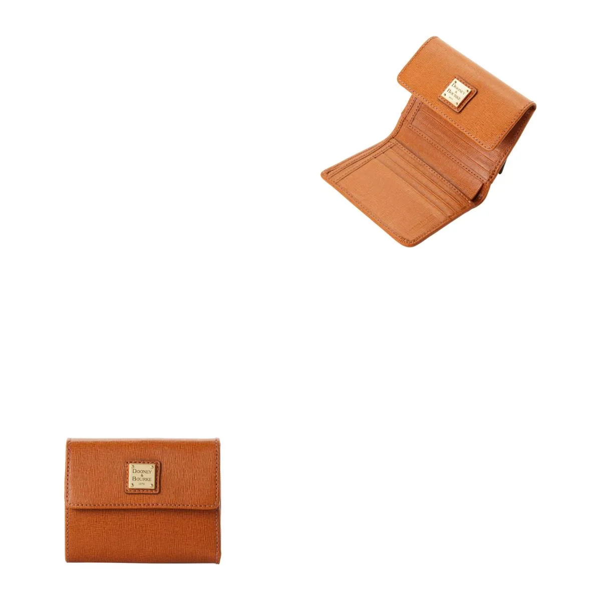 Dooney & Bourke Saffiano Small Flap Wallet - Natural Brown