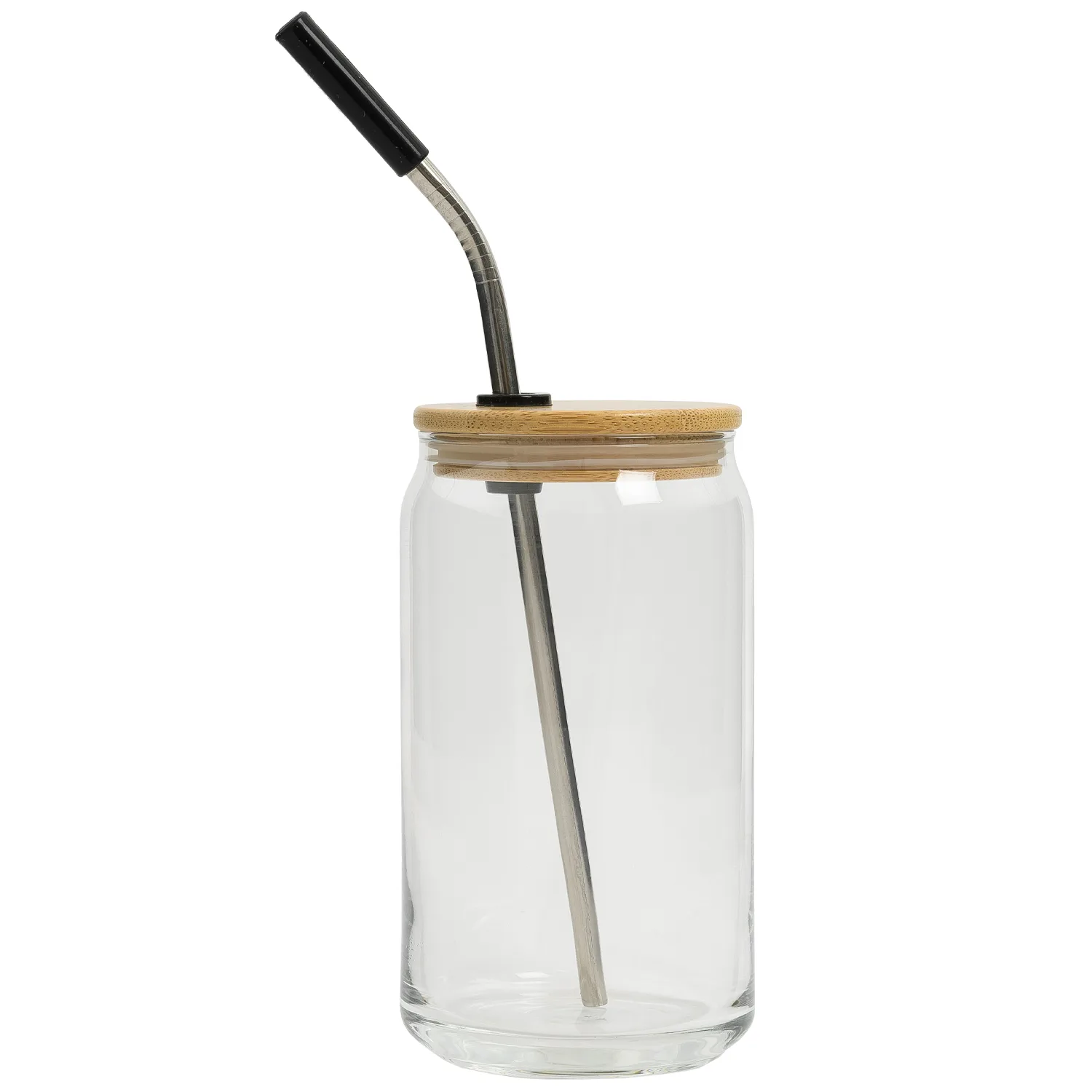 16 Oz. Full Color Can Glass With Bamboo Lid view 3
