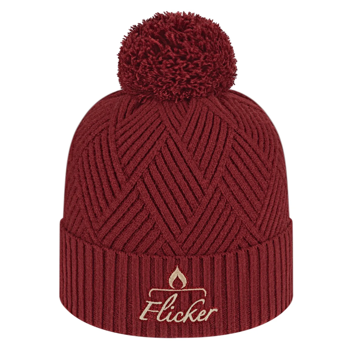 Premium Diagonal Weave Knit Cap With Cuff