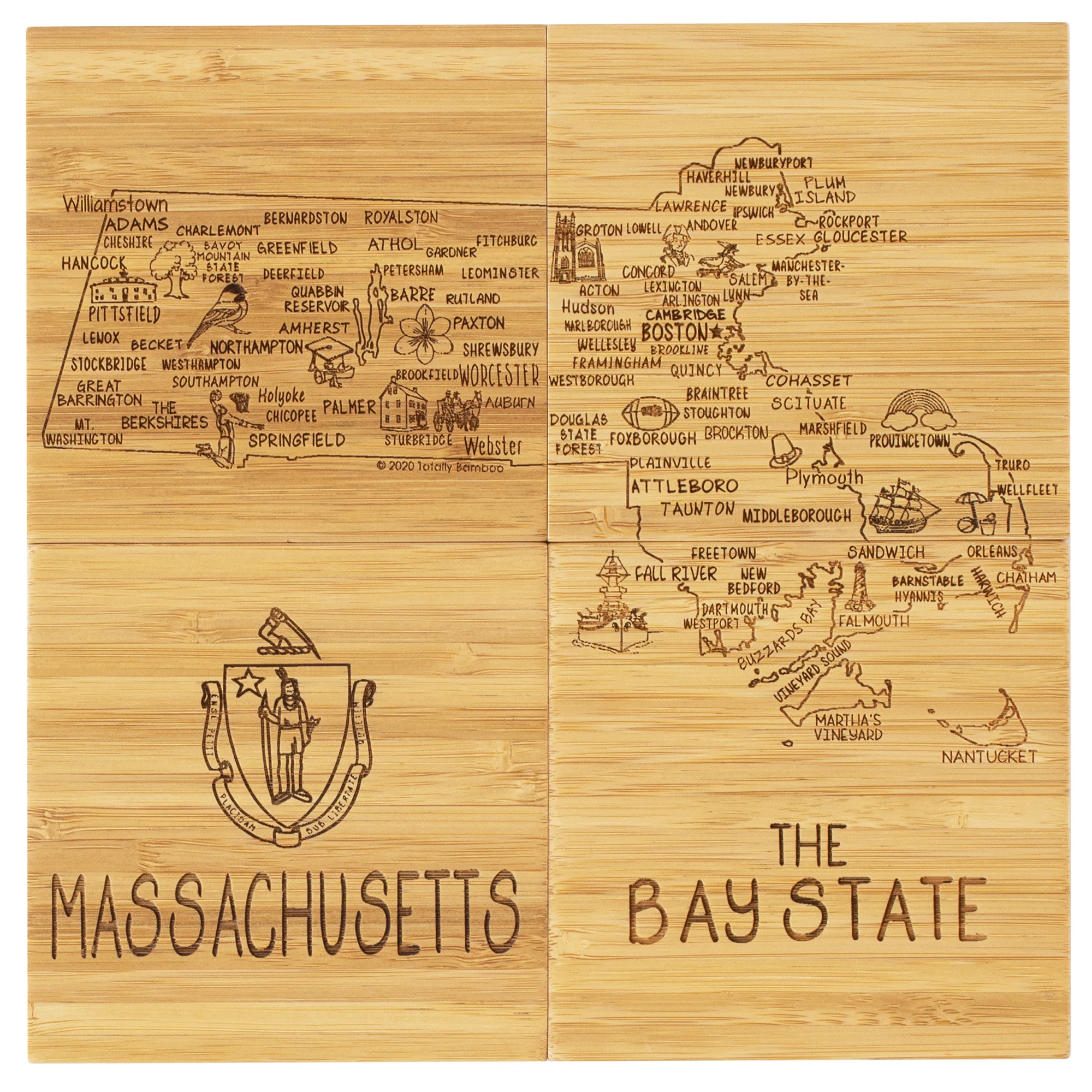 Massachusetts Puzzle Coaster Set view 2