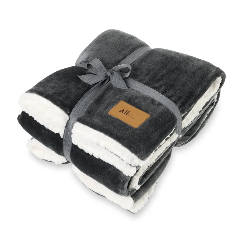 Mink Sherpa Blanket - Charcoal