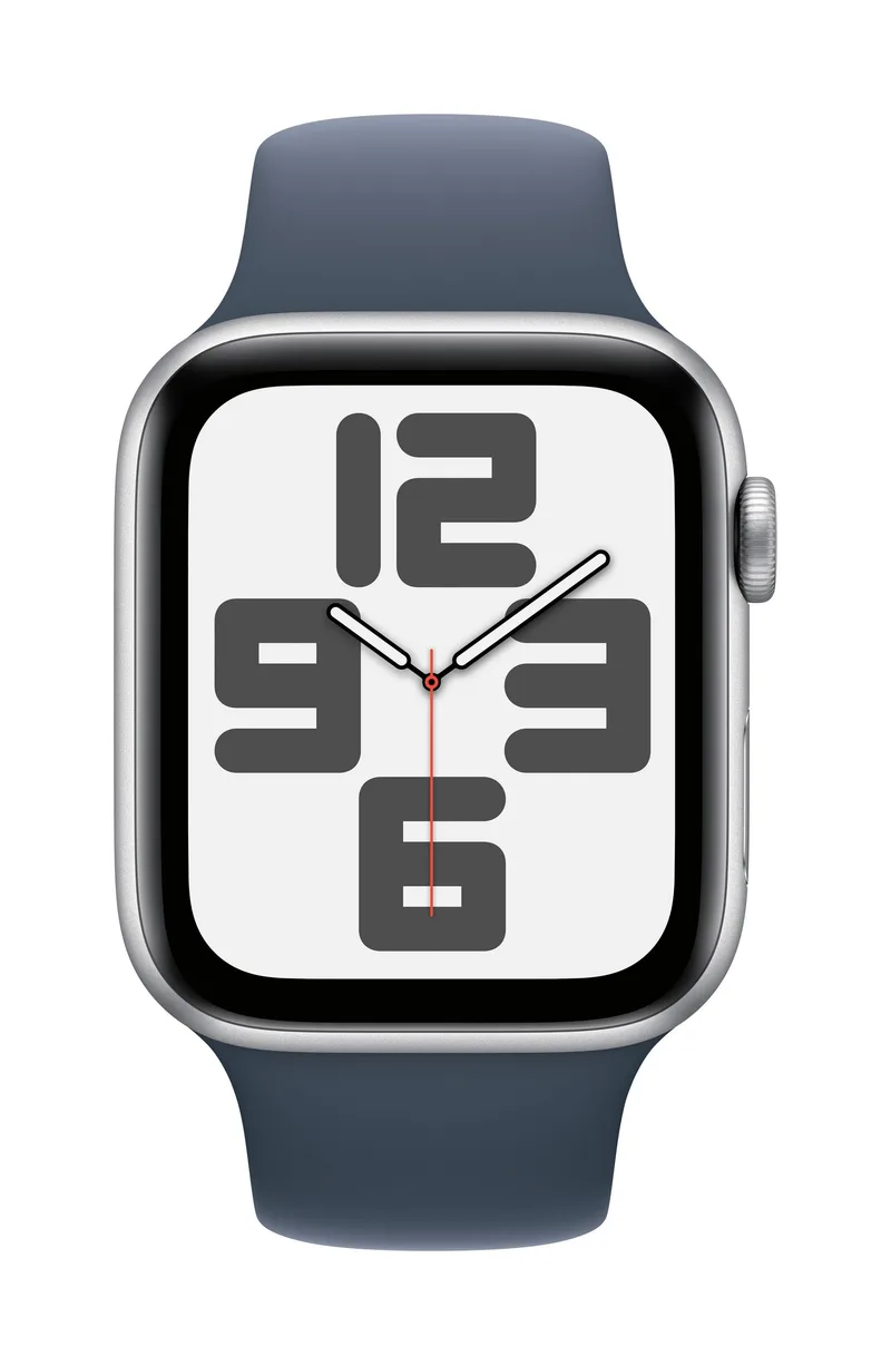 Apple Watch Se Gps + Cell 44Mm Silver Aluminum Case W/ Storm Blue M/L Sport Band
