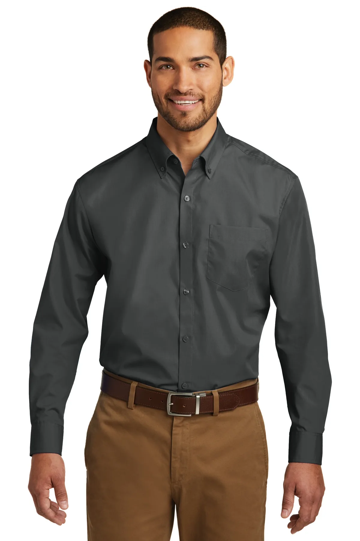 Port Authority® Long Sleeve Carefree Poplin Shirt. view 3