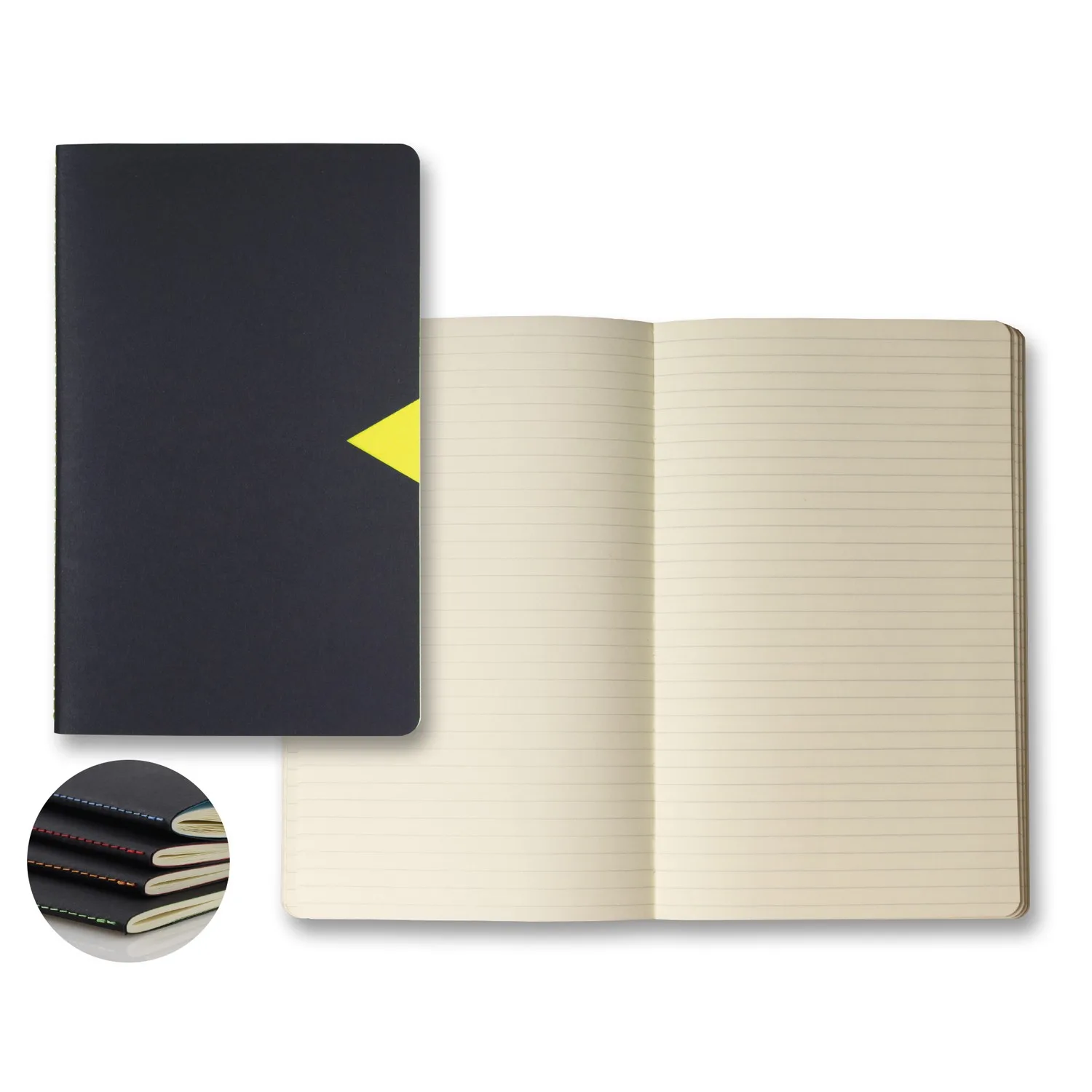 Castelli Black Notch Medio Lined Ivory Page Journal view 2
