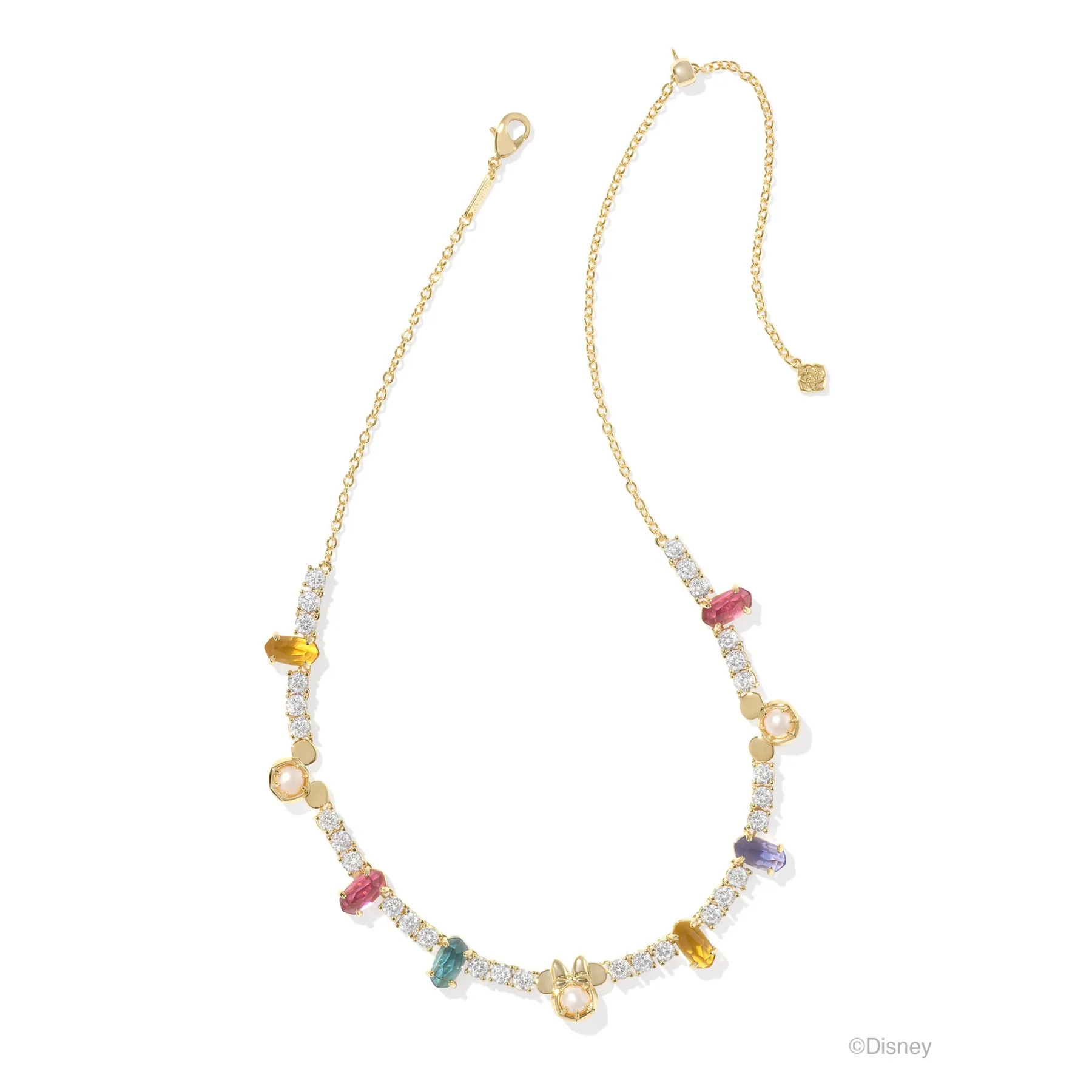 Kendra Scott Disney Gold Mickey and Minnie Mouse Tennis Necklace in Multi Mix