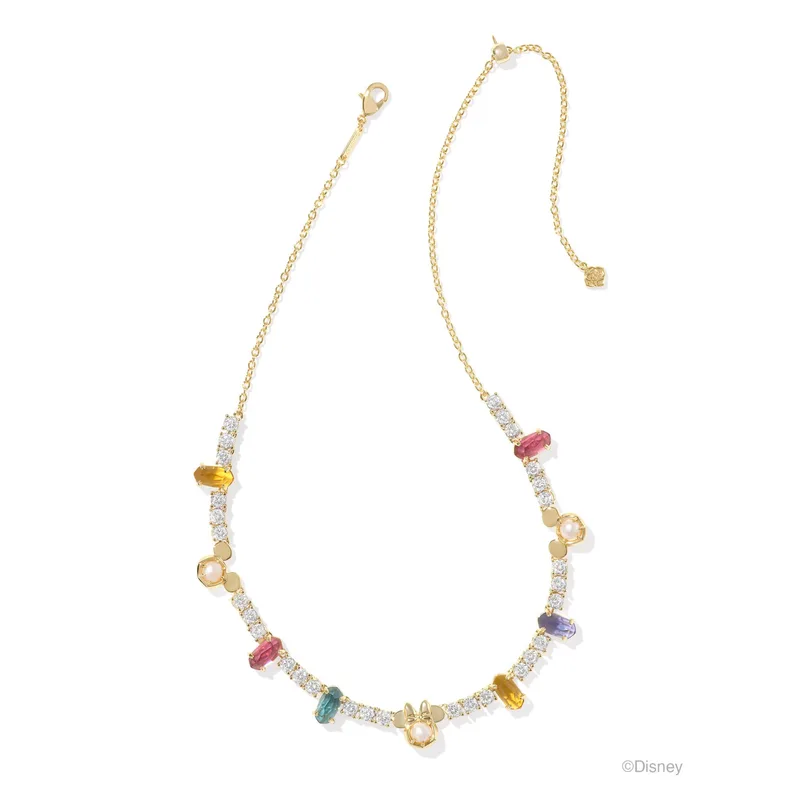 Kendra Scott Disney Gold Mickey and Minnie Mouse Tennis Necklace in Multi Mix