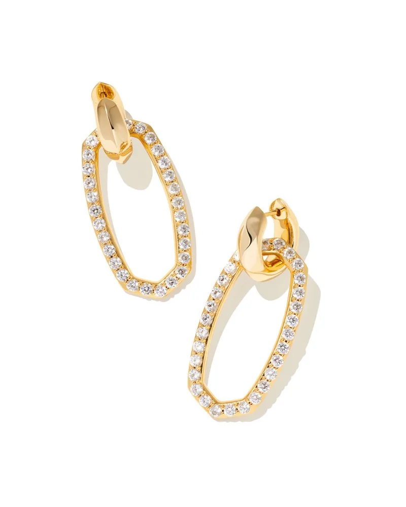 Kendra Scott Danielle Convertible Gold Earrings in White Crystal