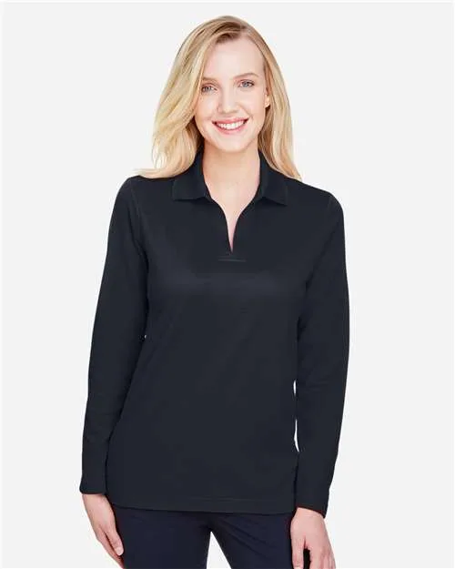 Devon and Jones® Women's CrownLux Performance® Plaited Long Sleeve Polo Shirt