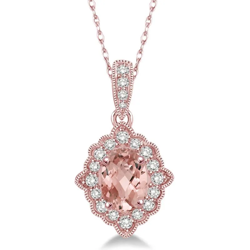 Jilco Inc Morganite And Diamond Necklace - Rose Gold