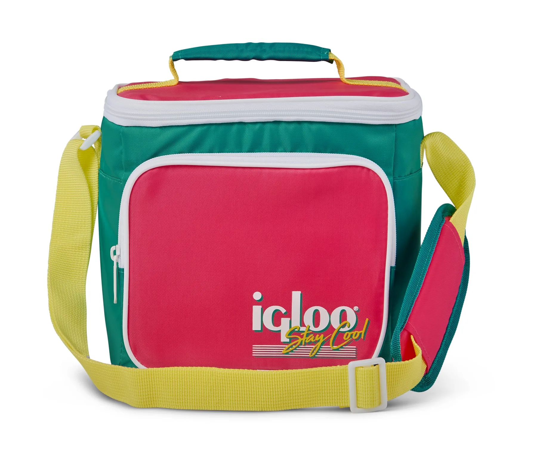 Igloo® Retro Square Lunch Bag (Dark Jade & Magenta & Livewire Yellow) view 2