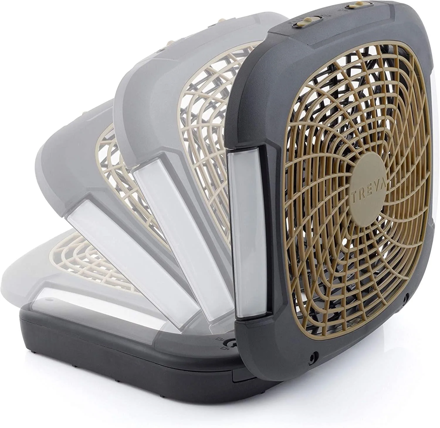 Treva 10-Inch Portable Desktop Air Circulation Battery Fan 2 Speed Compact Folding Tilt Design