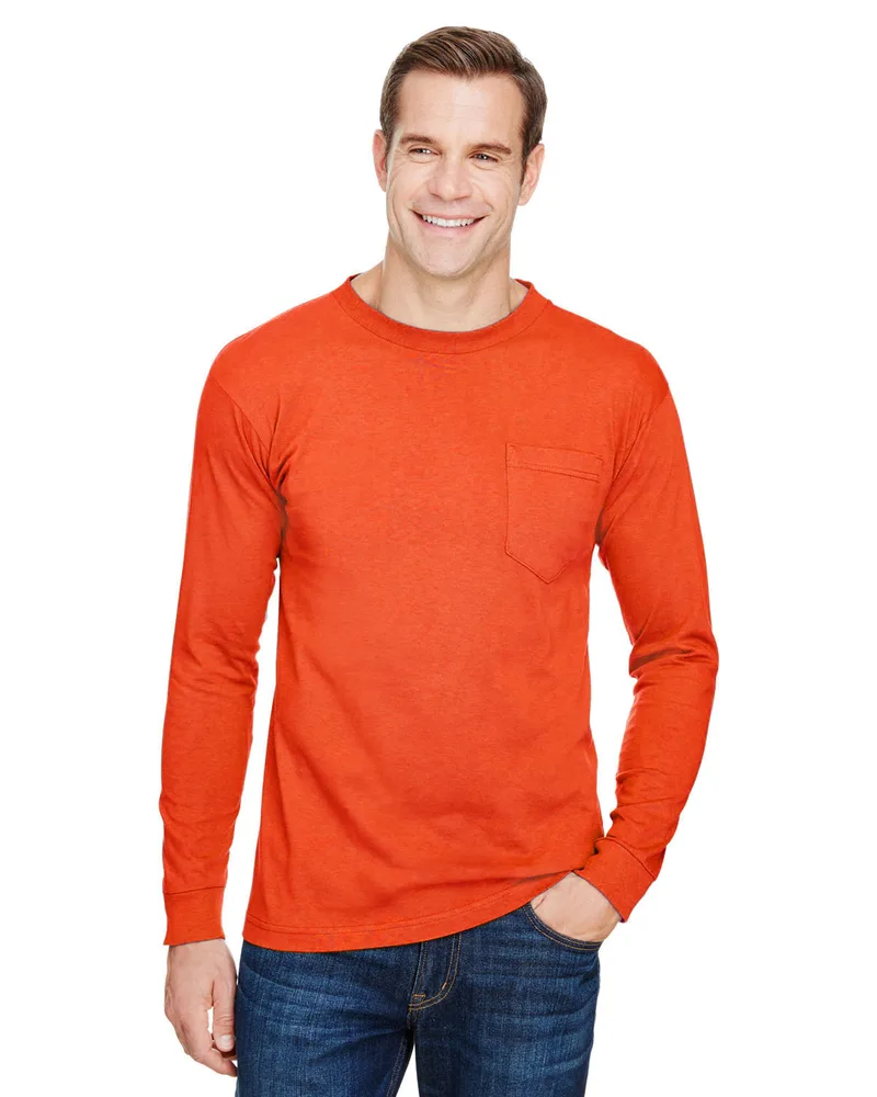 BAYSIDE Unisex USA Made Long-Sleeve Pocket T-Shirt view 3