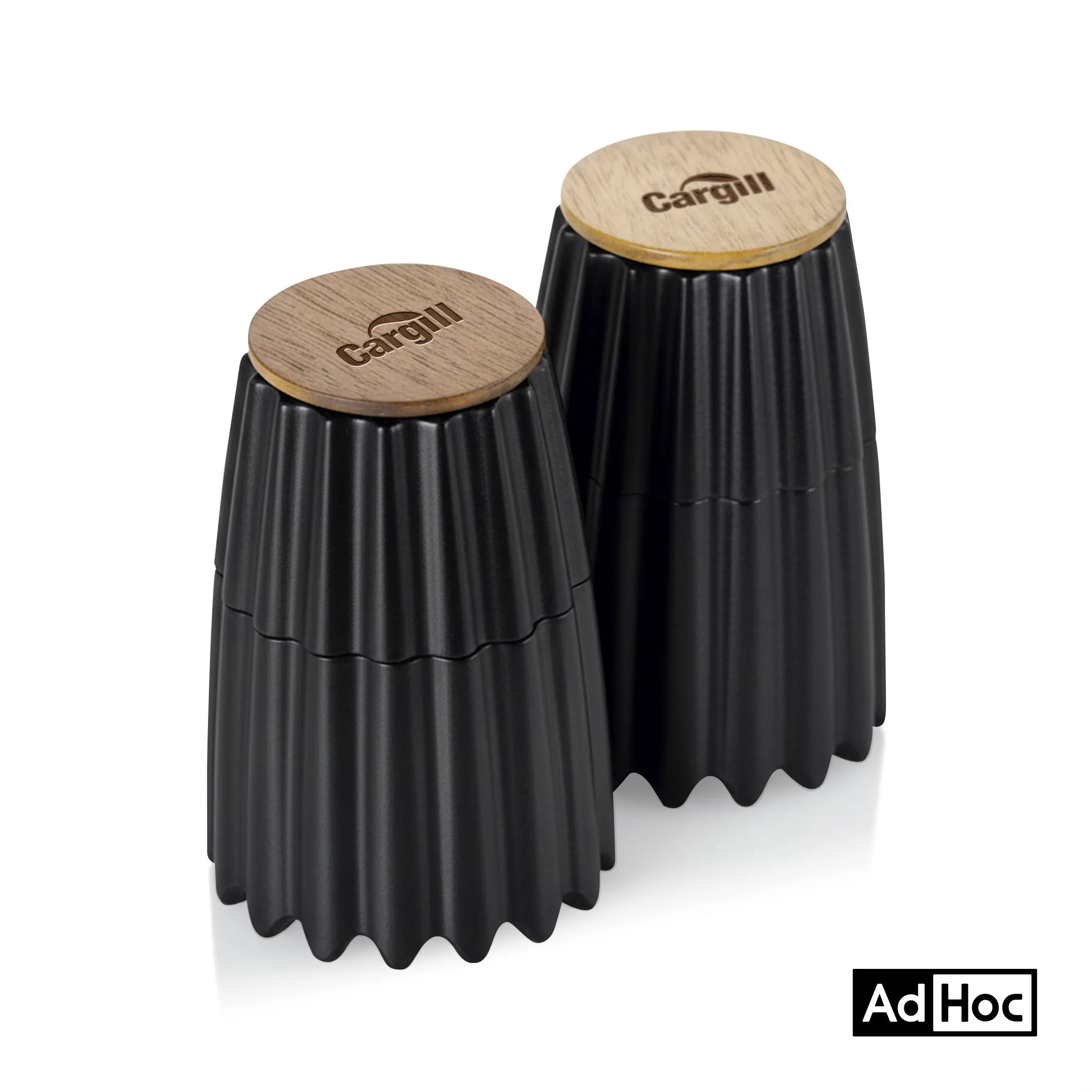 AdHoc® MagTwo Salt & Pepper Mill Set w/Bamboo Wood Lid