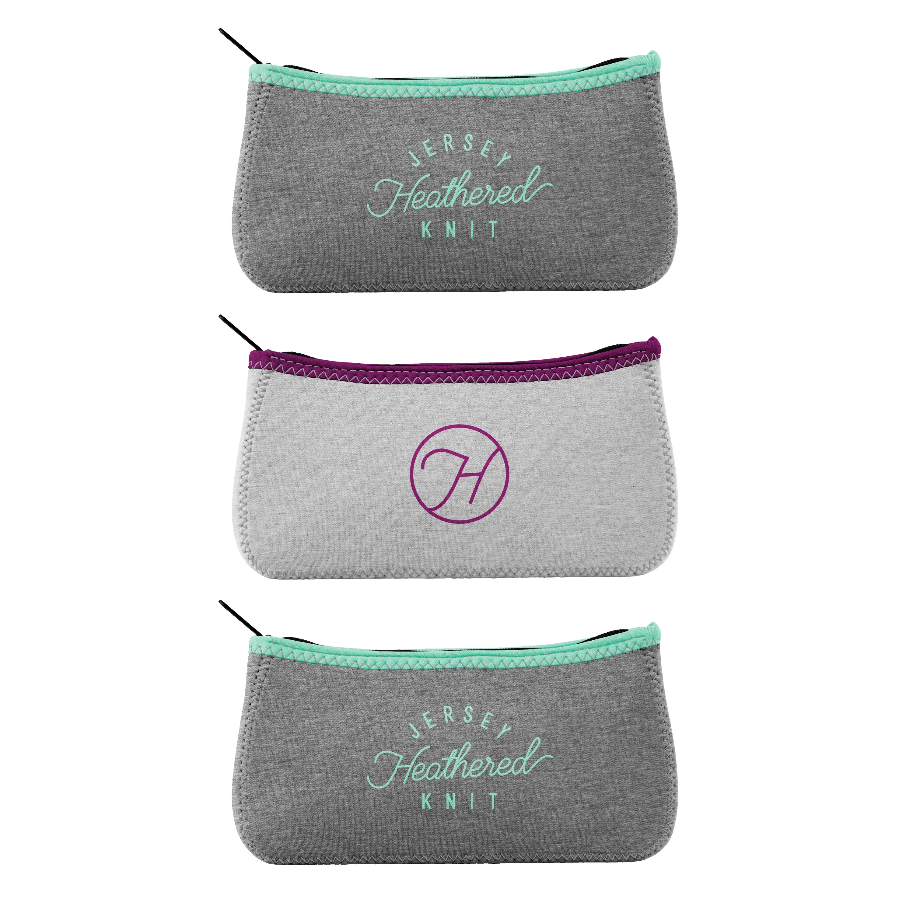 Large Heathered Jersey Knit Canoe Pouch