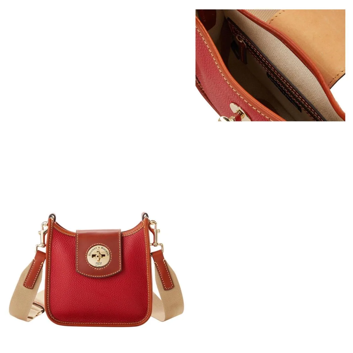 Dooney & Bourke Red Pebble Turnlock Messenger 20