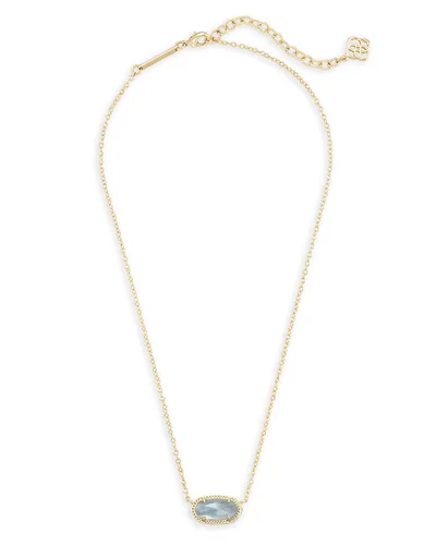 Kendra Scott Elisa Gold Pendant Necklace in Light Blue Illusion