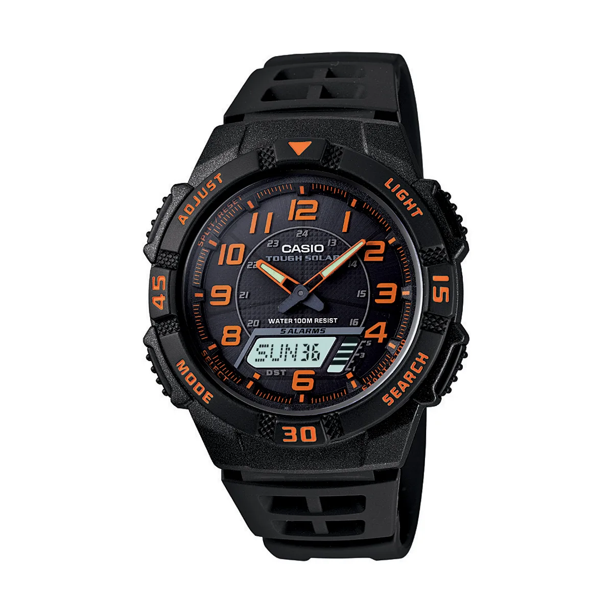 Casio Ana/Digi Solar Powered Watch Black Resin Band