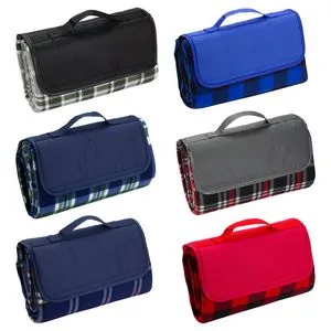 Plaid Barrel Fleece Picnic Blanket view 3