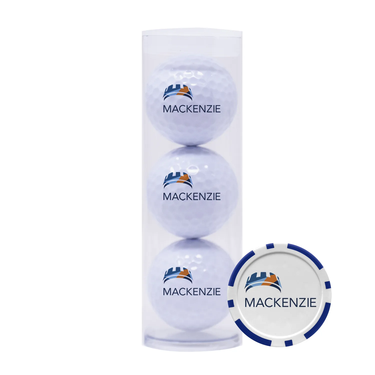 Golf Balls Tube with Poker Chip Ball Marker