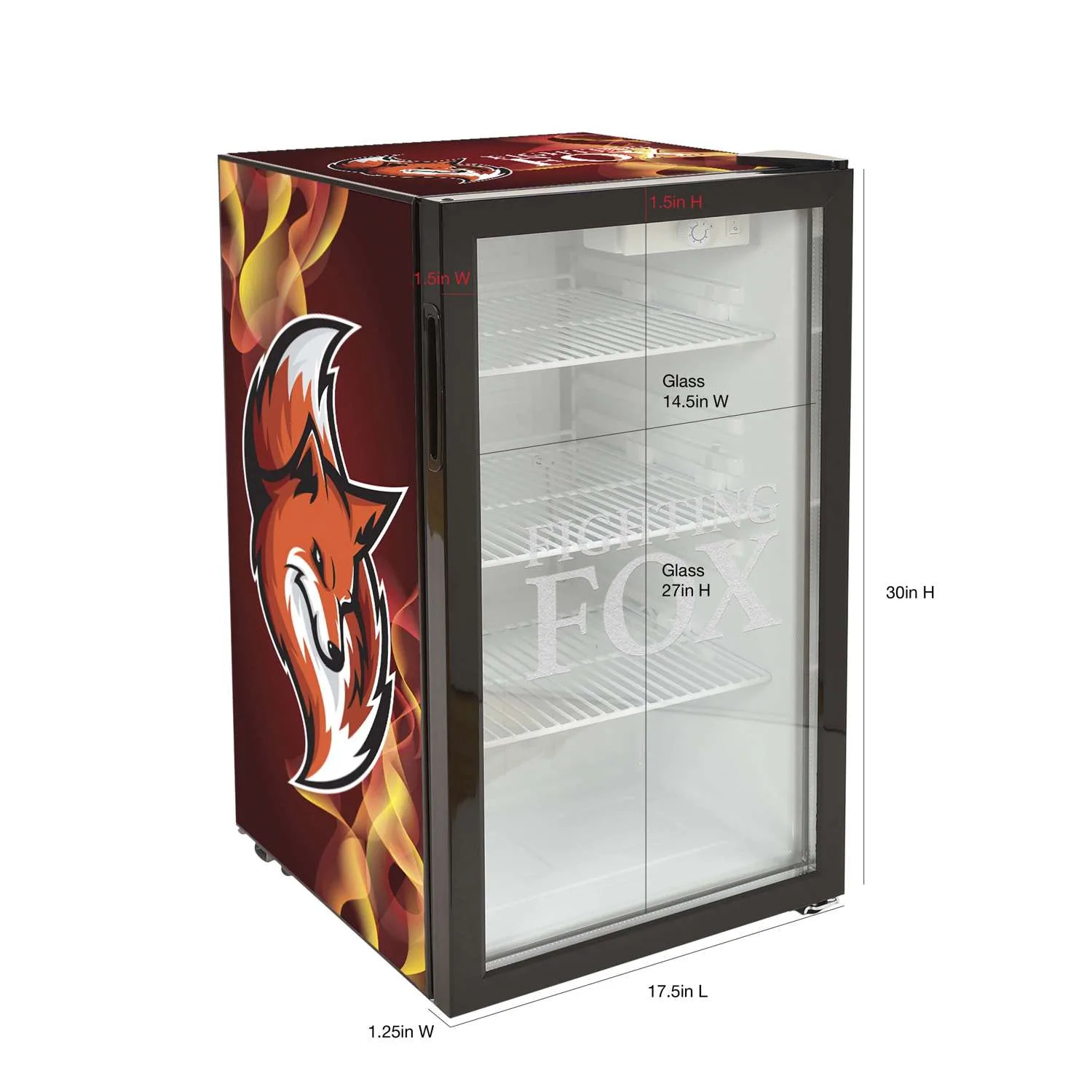 80L Large Countertop Fridge with Wrap and Door Glass Etching view 2