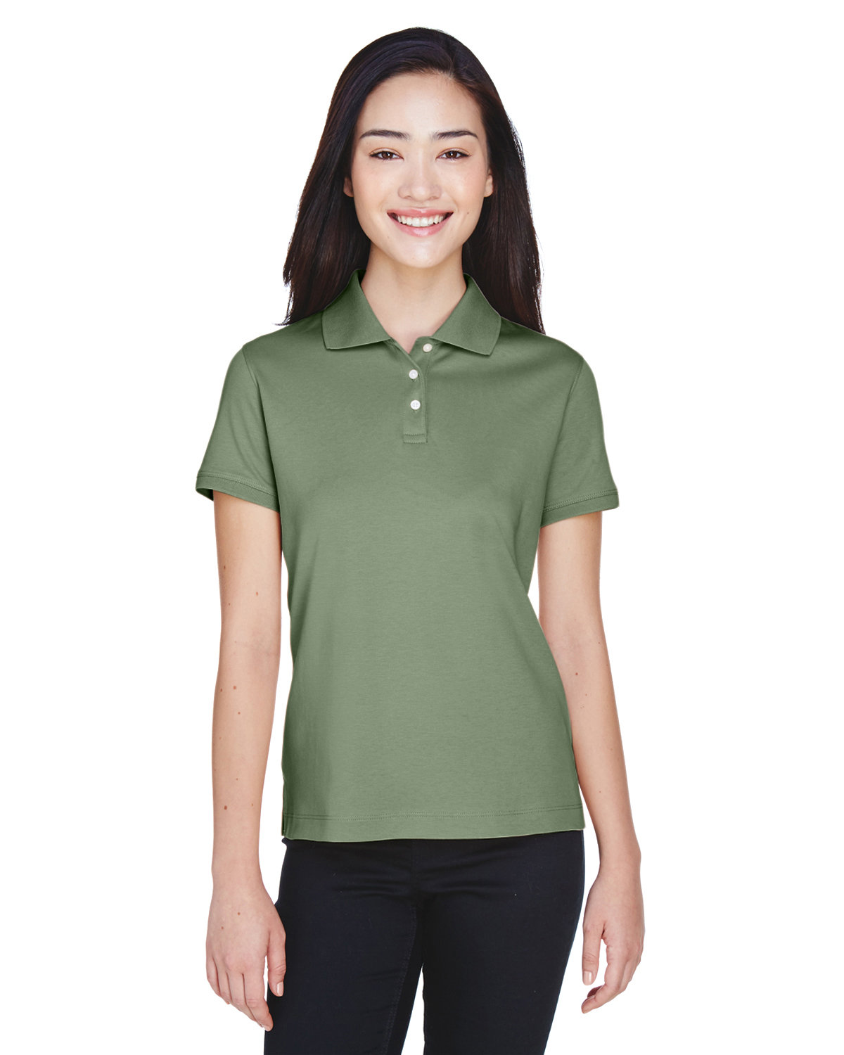 Devon and Jones Ladies' Solid Perfect Pima Interlock Polo