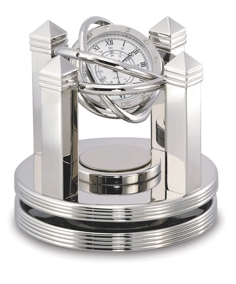 Celestial Silver Gimbal Clock view 2