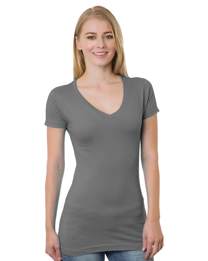 BAYSIDE Ladies' USA Made V-Neck T-Shirt view 3