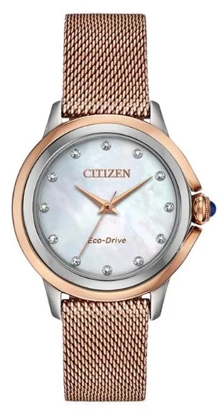Citizen® Ladies' Ceci Eco-Drive® Pink Gold-Tone Mesh Watch