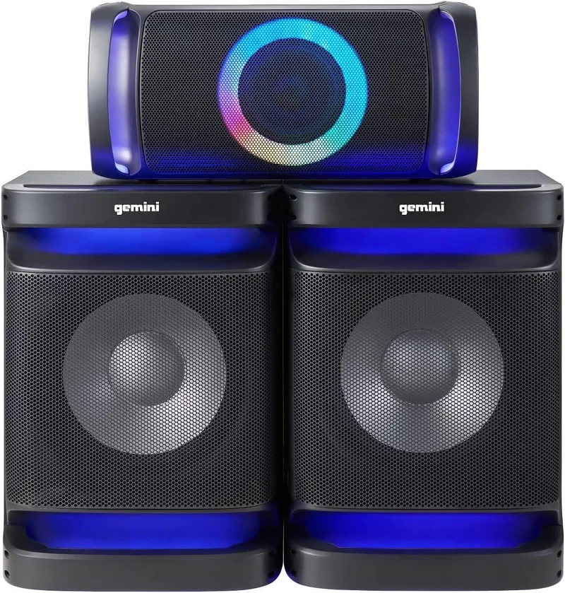 Gemini Dual 12" Home Stereo System w/Media Player And Led Party Lighting