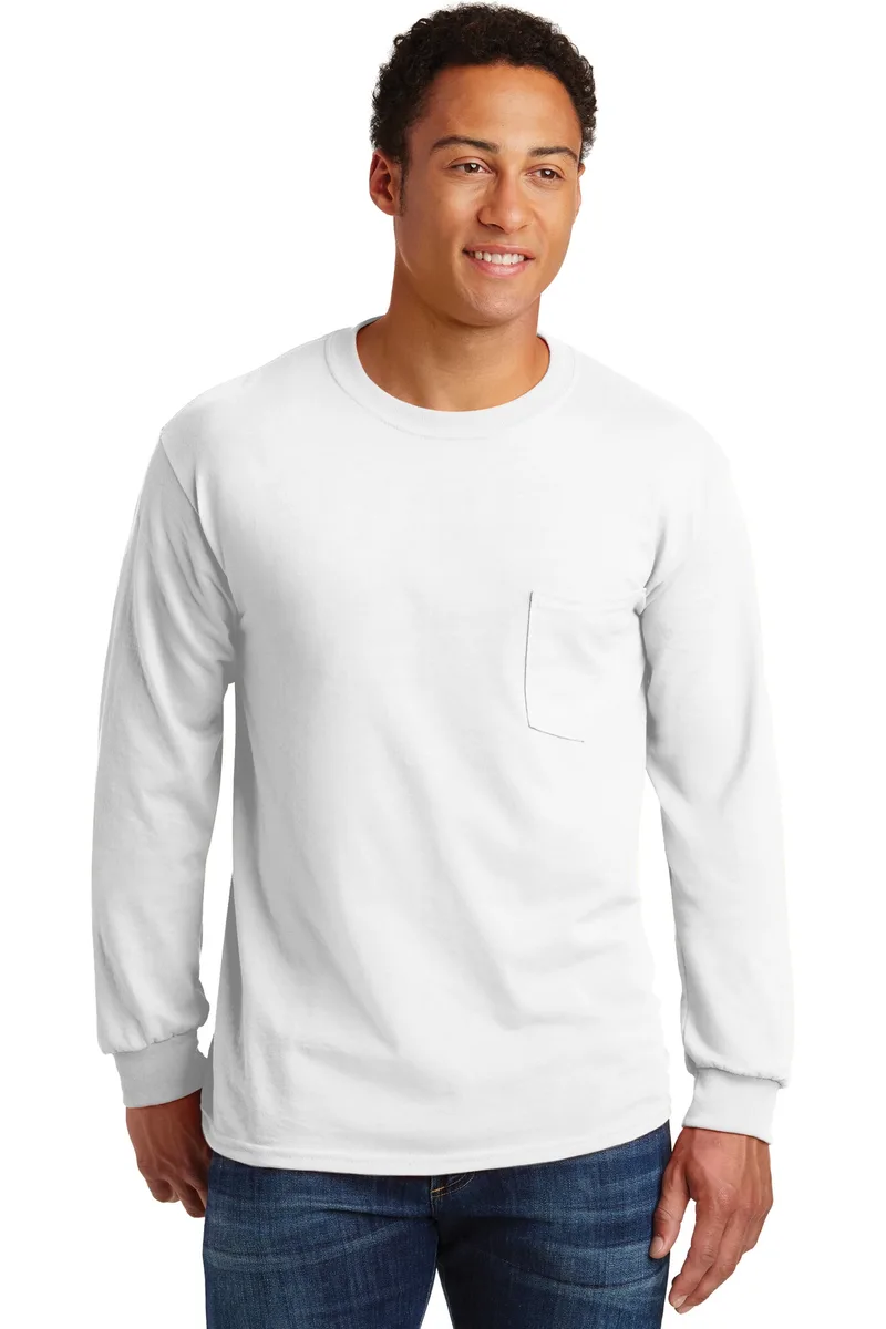 Gildan® - Ultra Cotton® 100% US Cotton Long Sleeve T-Shirt with Pocket. view 5