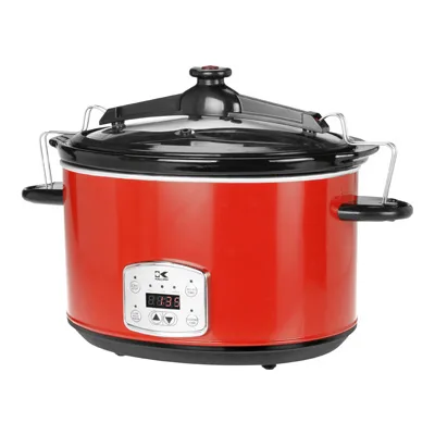Red 8 Quart Digital Slow Cooker w/Locking Lid