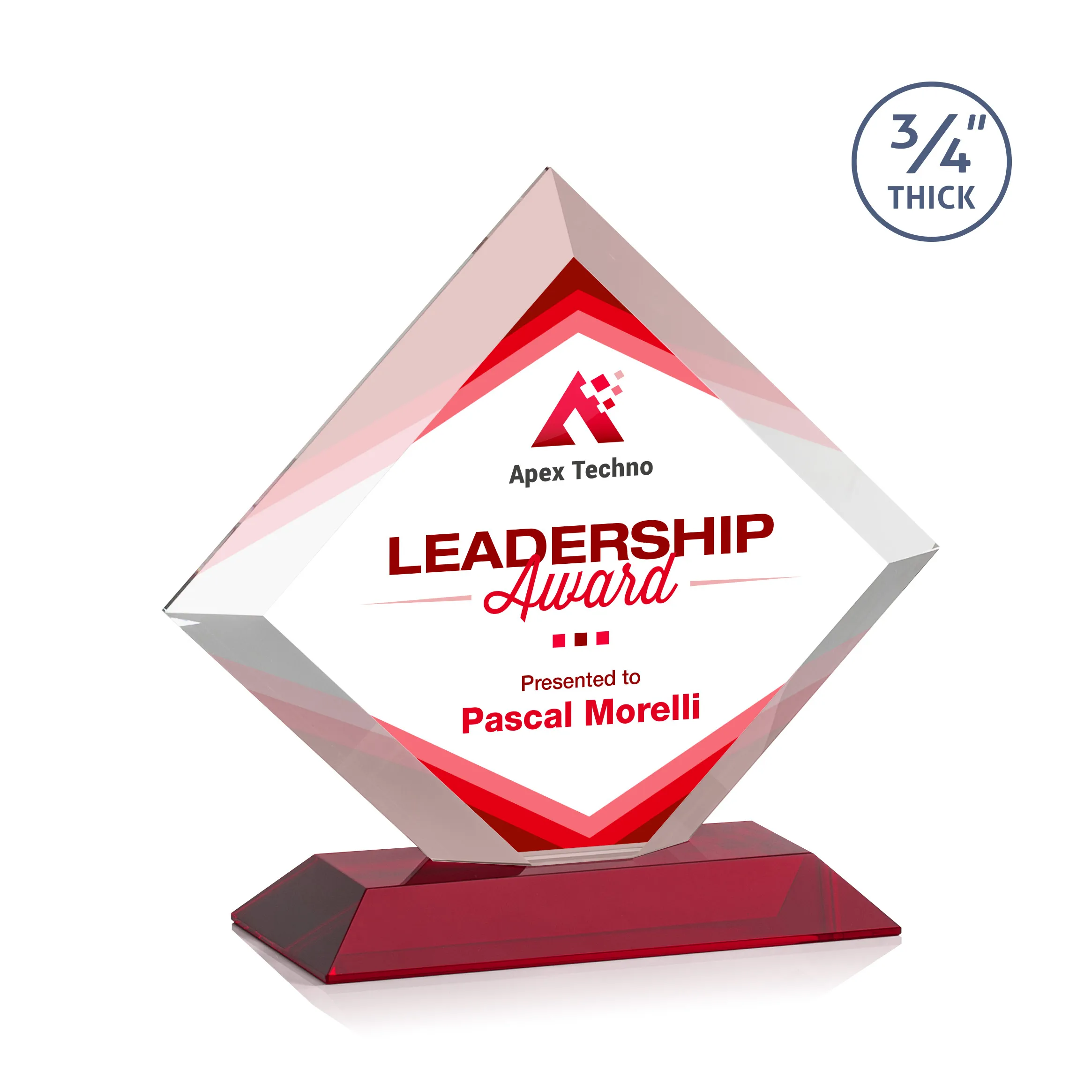 VividPrint™, Standard base, Red, 8.25" x 7.75" x 3"