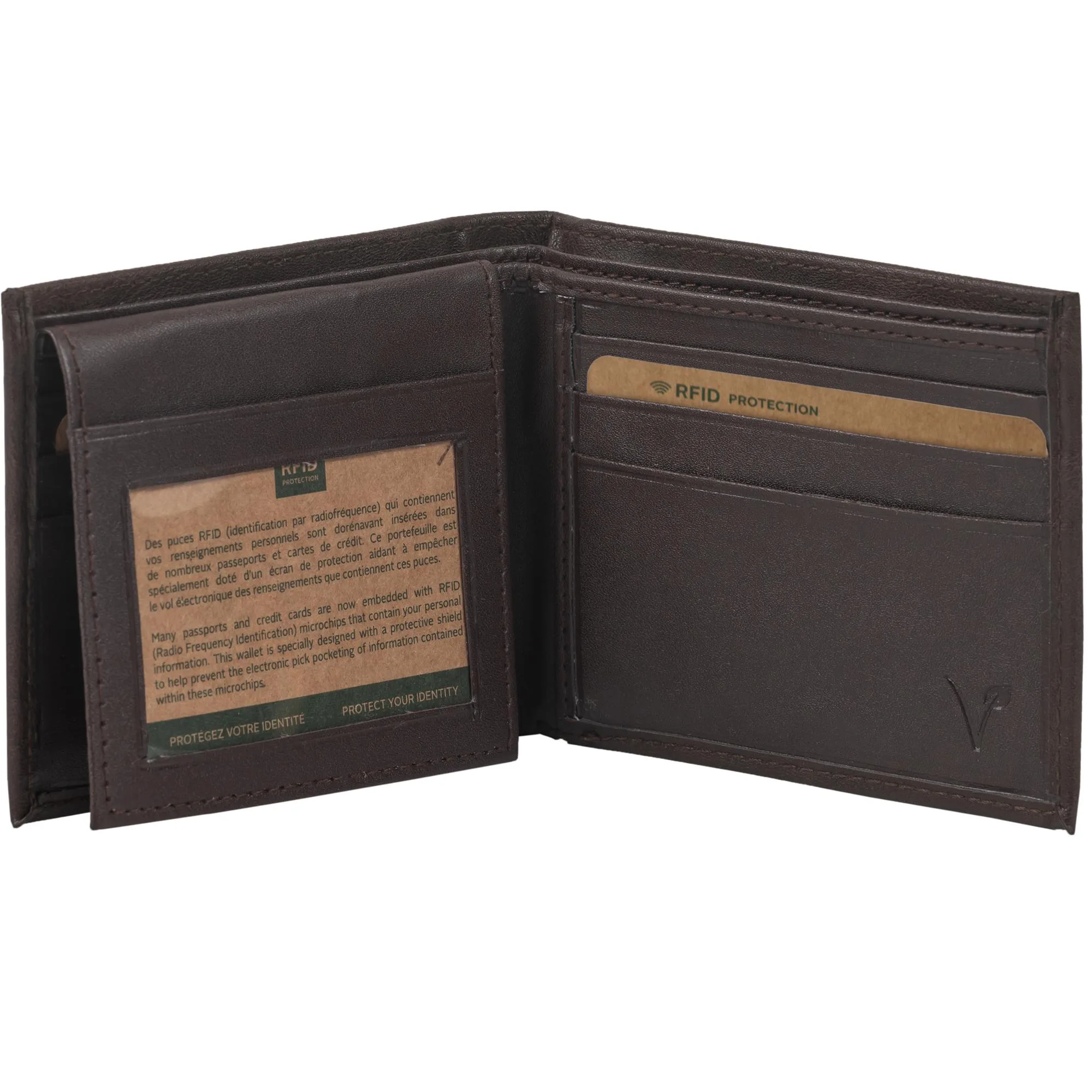 Champs Luggage Brown Vegan Leather Rfid Wallet Size 6.5"X5.5"X