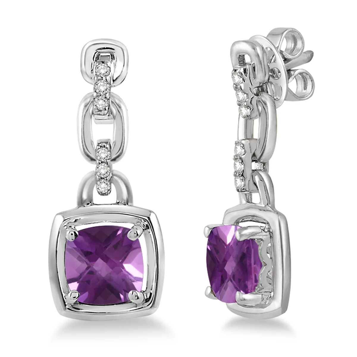 Jilco Inc Amethyst And Diamond Dangle Earrings
