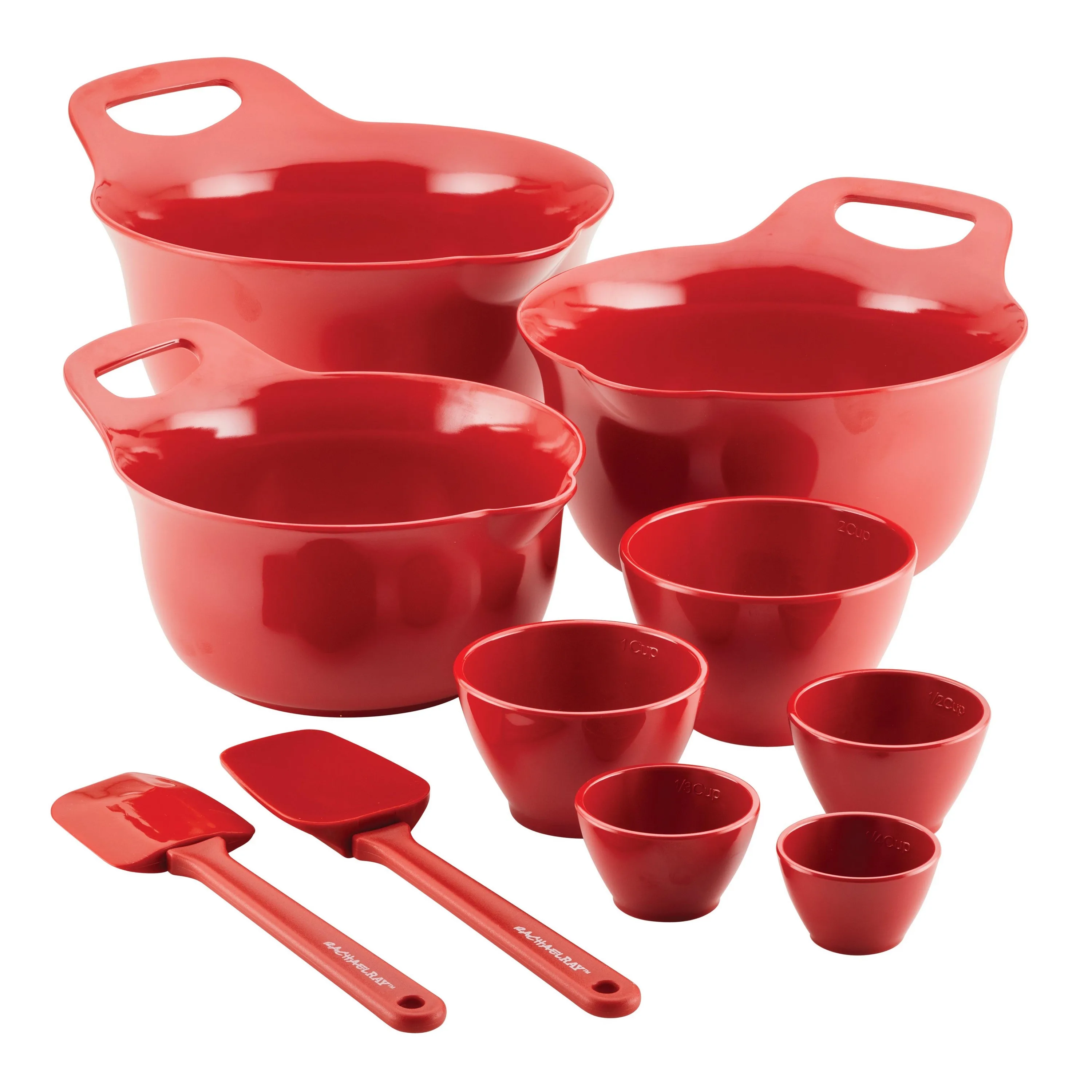Rachael Ray Melamine 10Pc Mix & Measure Mixing Bowl Set - Red